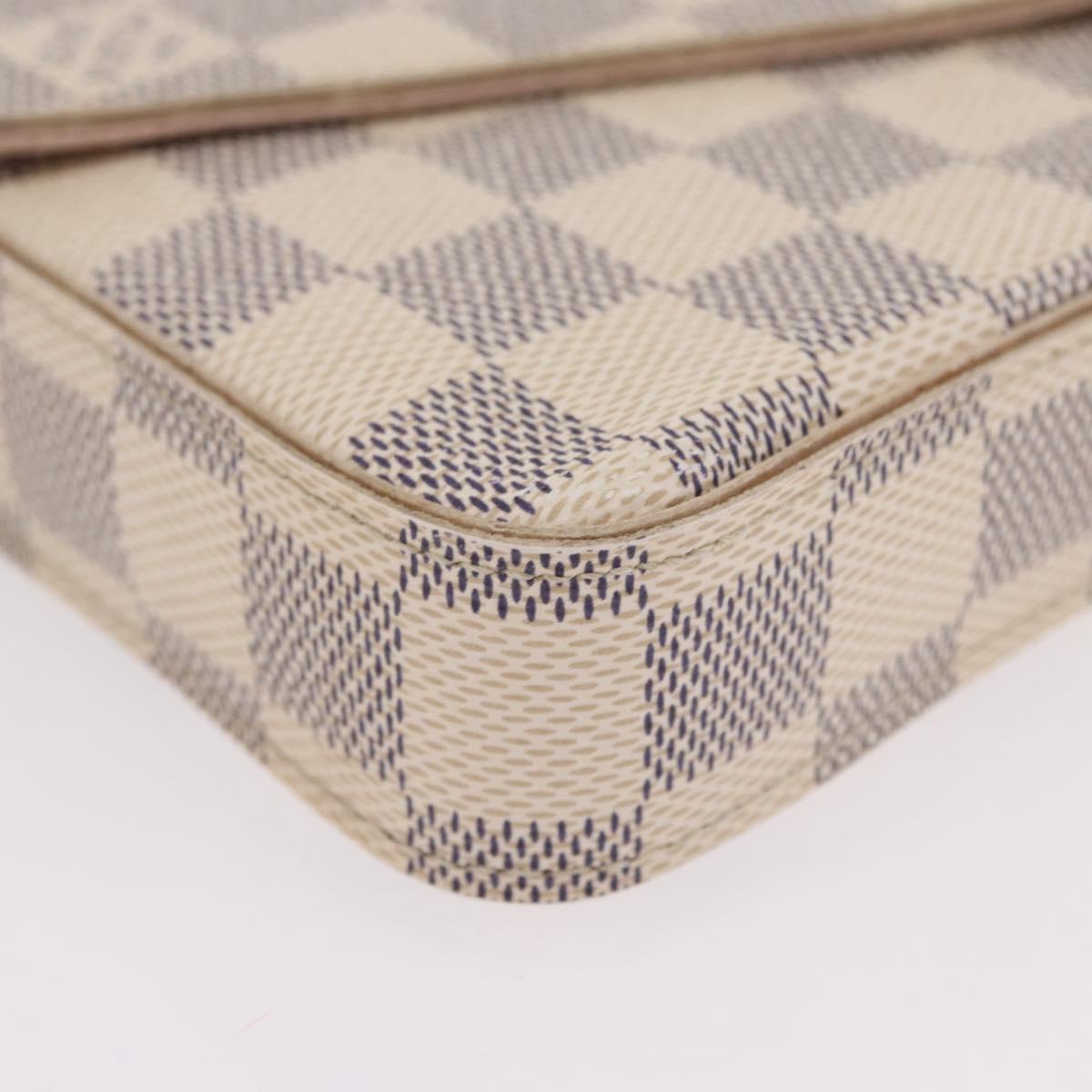 LOUIS VUITTON Damier Azur Pochette Felicie Chain Wallet N63106 LV Auth 206438V