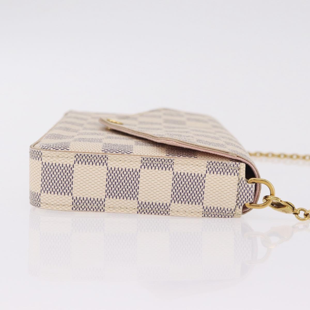 LOUIS VUITTON Damier Azur Pochette Felicie Chain Wallet N63106 LV Auth 206438V