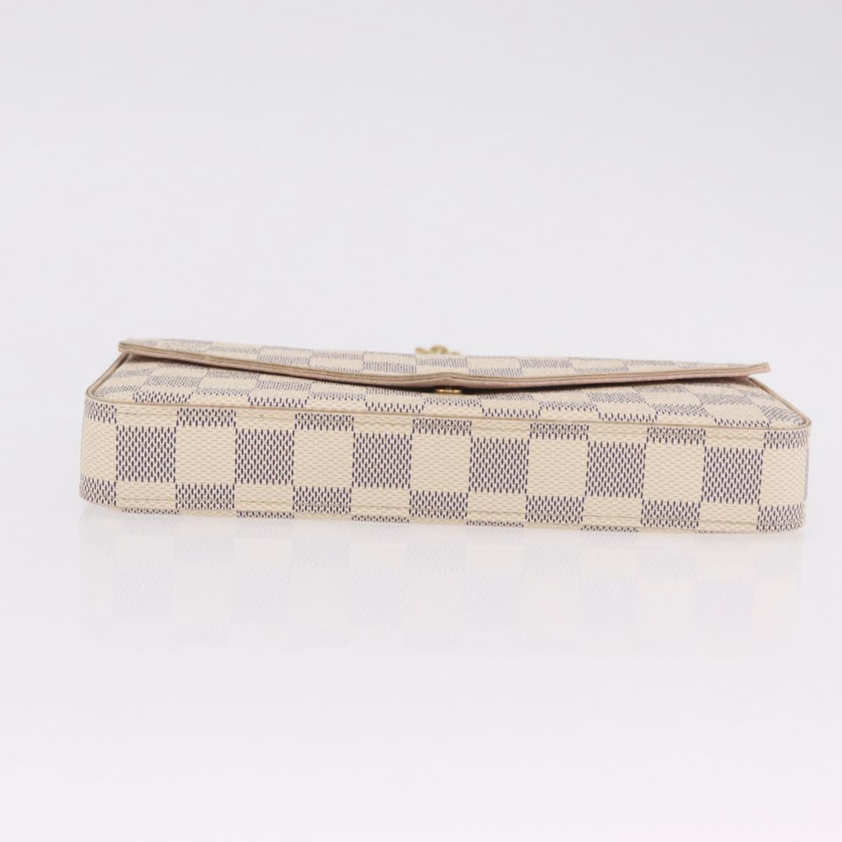 LOUIS VUITTON Damier Azur Pochette Felicie Chain Wallet N63106 LV Auth 206438V