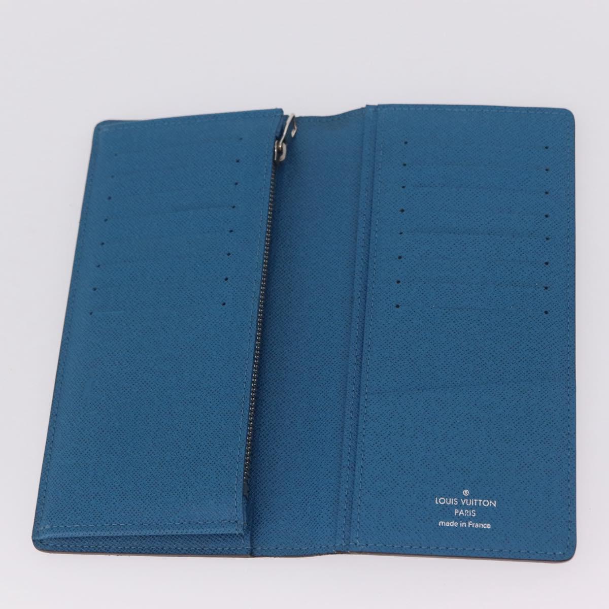 LOUIS VUITTON Taiga Brazza Portefeuille Long Wallet Blue M32815 LV Auth 206439A
