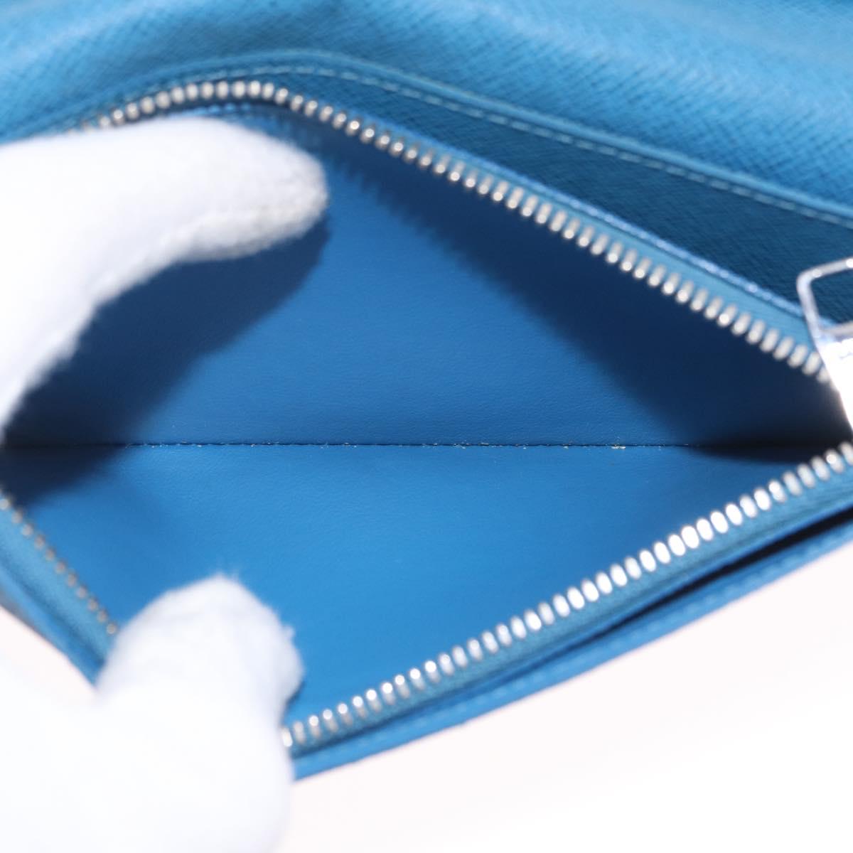 LOUIS VUITTON Taiga Brazza Portefeuille Long Wallet Blue M32815 LV Auth 206439A