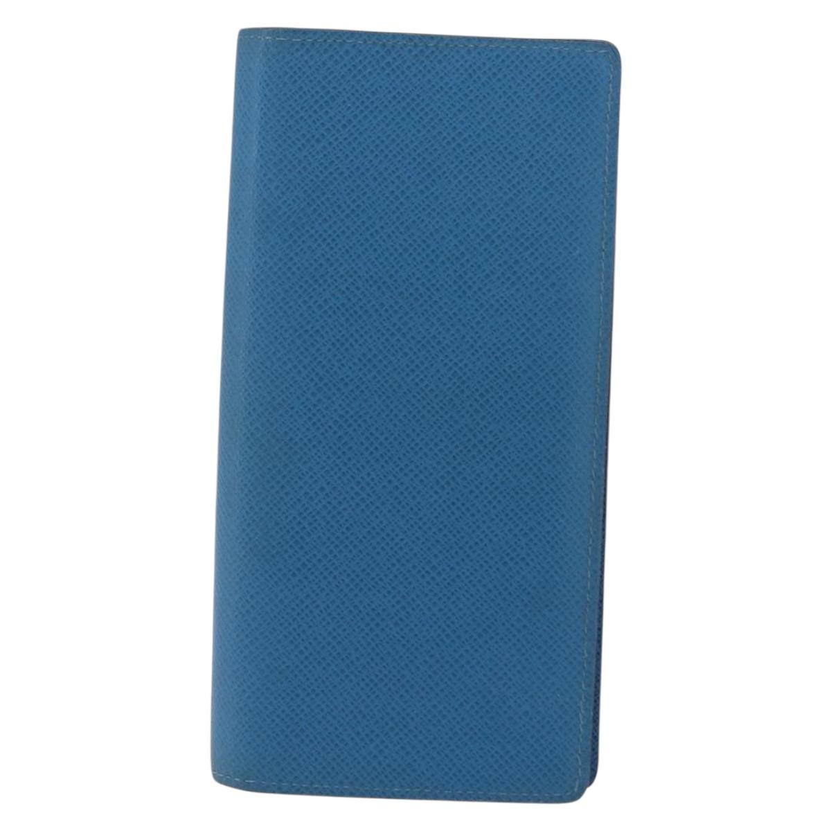 LOUIS VUITTON Taiga Brazza Portefeuille Long Wallet Blue M32815 LV Auth 206439A