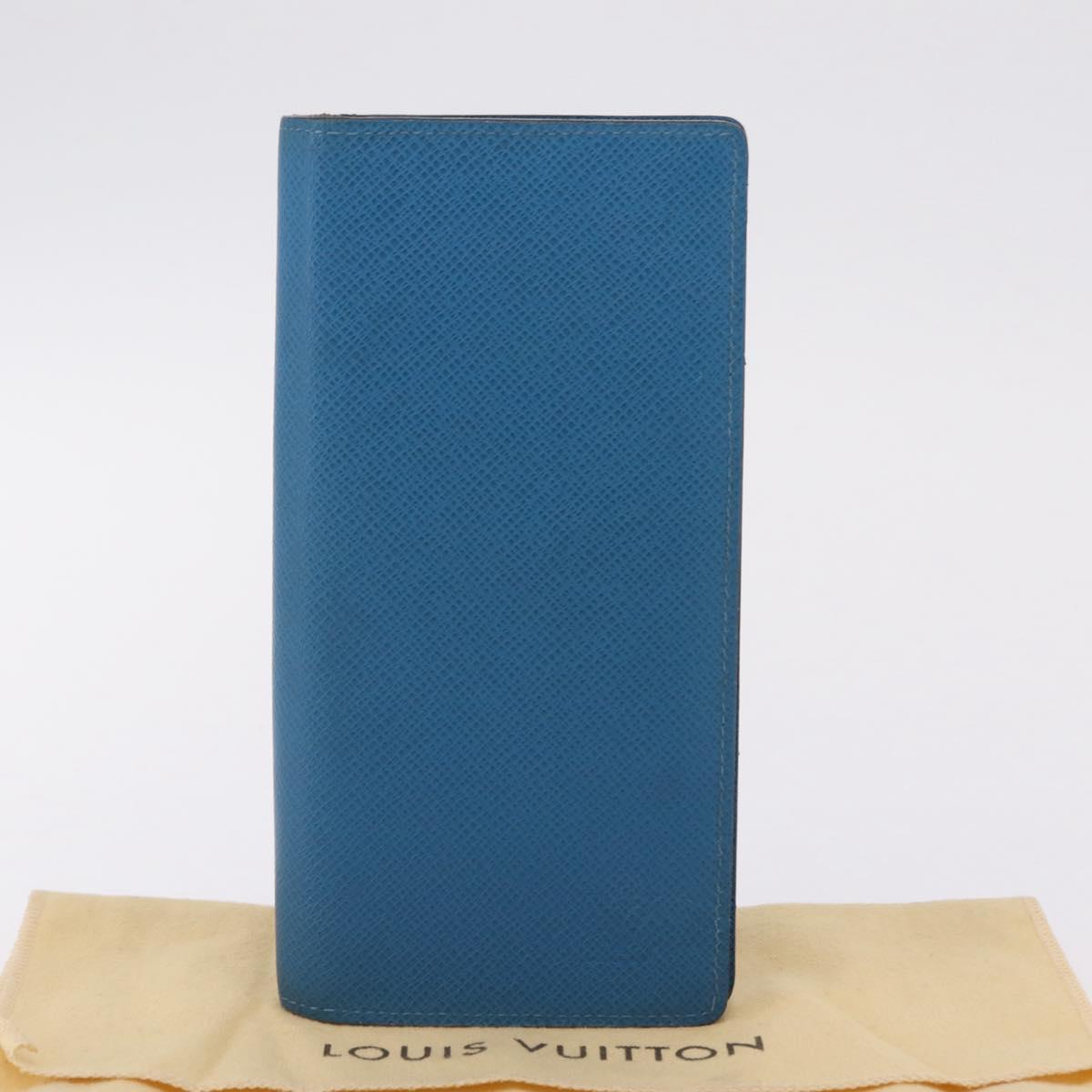 LOUIS VUITTON Taiga Brazza Portefeuille Long Wallet Blue M32815 LV Auth 206439A