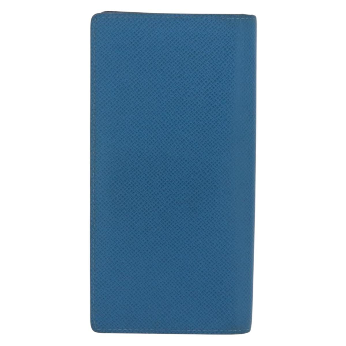 LOUIS VUITTON Taiga Brazza Portefeuille Long Wallet Blue M32815 LV Auth 206439A
