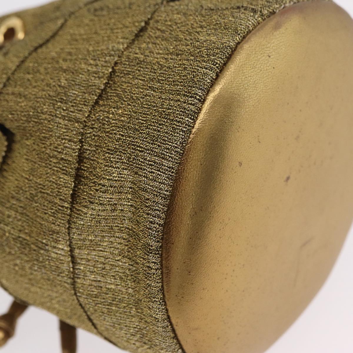 Salvatore Ferragamo Purse Hand Bag Canvas Gold Auth 206442A