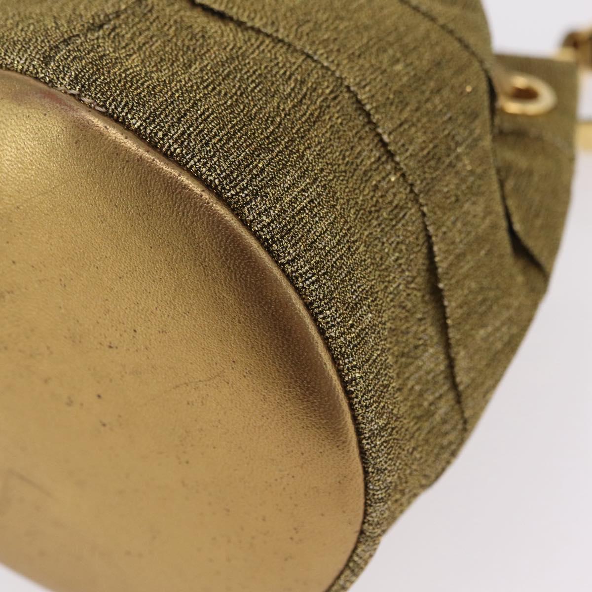 Salvatore Ferragamo Purse Hand Bag Canvas Gold Auth 206442A