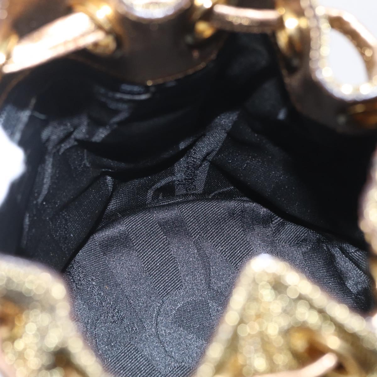 Salvatore Ferragamo Purse Hand Bag Canvas Gold Auth 206442A