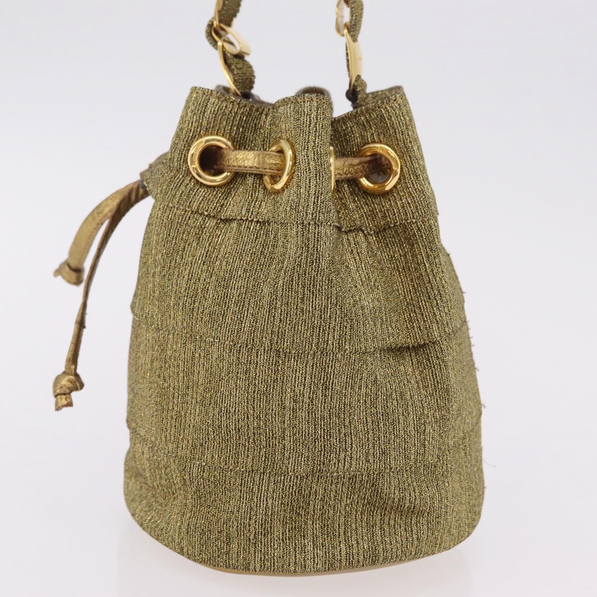 Salvatore Ferragamo Purse Hand Bag Canvas Gold Auth 206442A