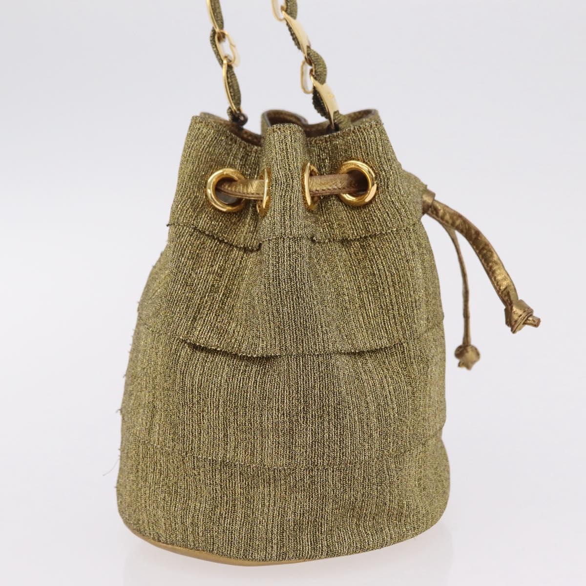 Salvatore Ferragamo Purse Hand Bag Canvas Gold Auth 206442A