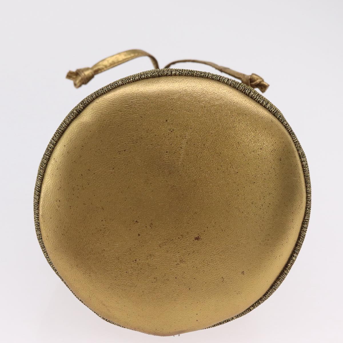 Salvatore Ferragamo Purse Hand Bag Canvas Gold Auth 206442A