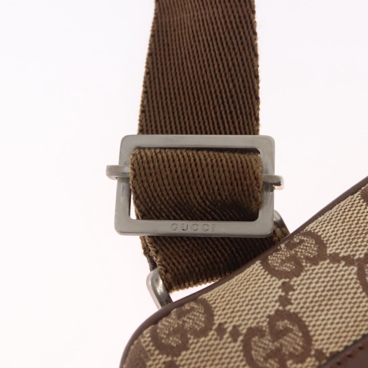 GUCCI GG Canvas Shoulder Bag Beige Silver 90477 Auth 206451