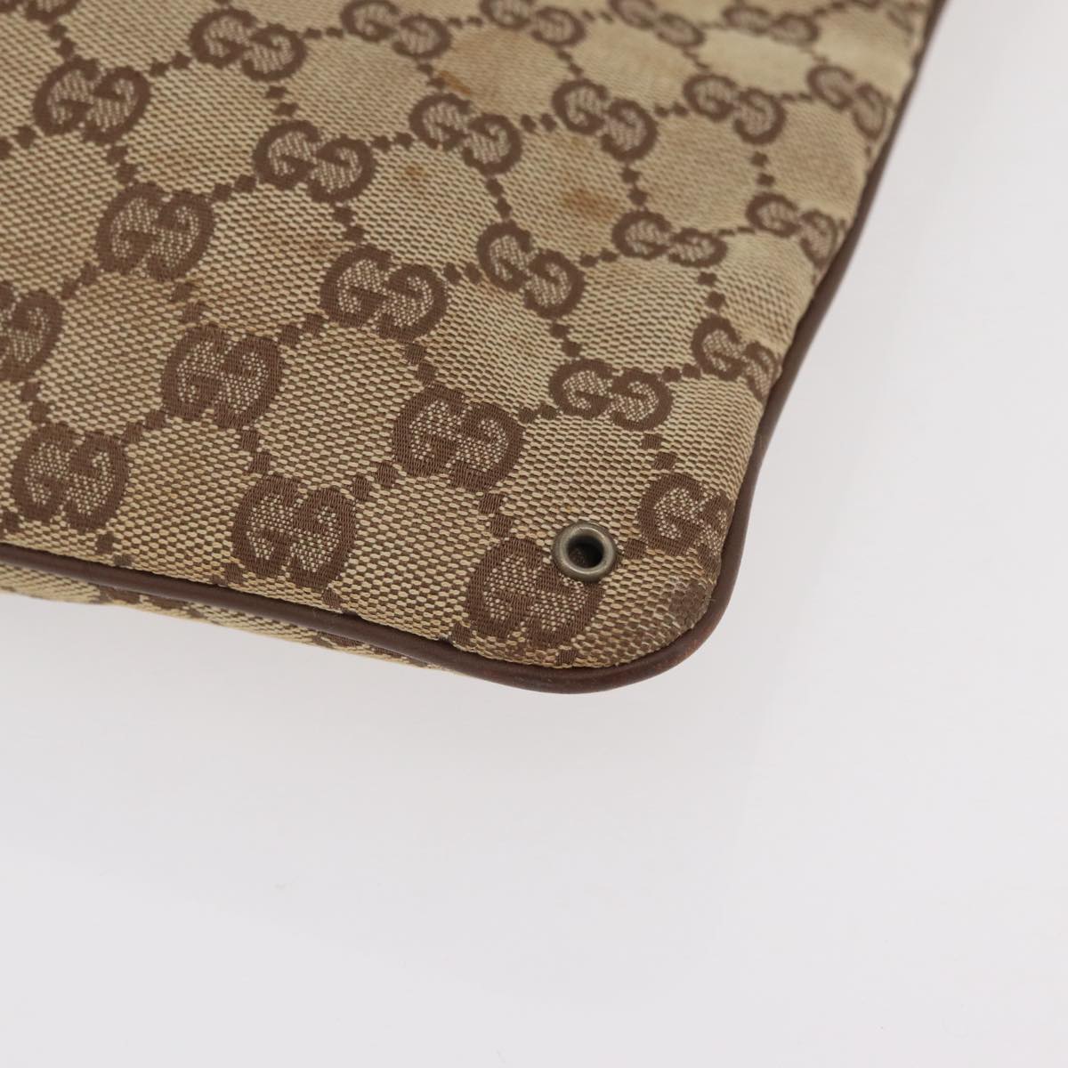 GUCCI GG Canvas Shoulder Bag Beige Silver 90477 Auth 206451