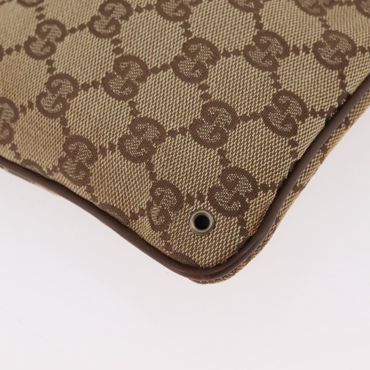 GUCCI GG Canvas Shoulder Bag Beige Silver 90477 Auth 206451