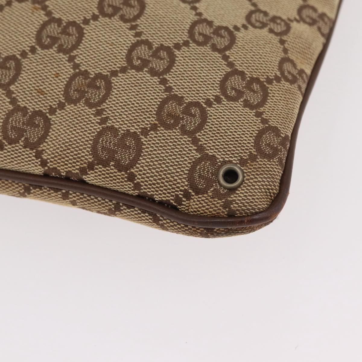 GUCCI GG Canvas Shoulder Bag Beige Silver 90477 Auth 206451