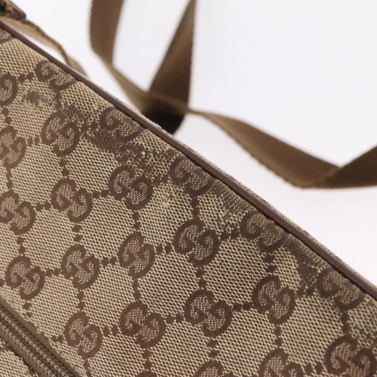 GUCCI GG Canvas Shoulder Bag Beige Silver 90477 Auth 206451