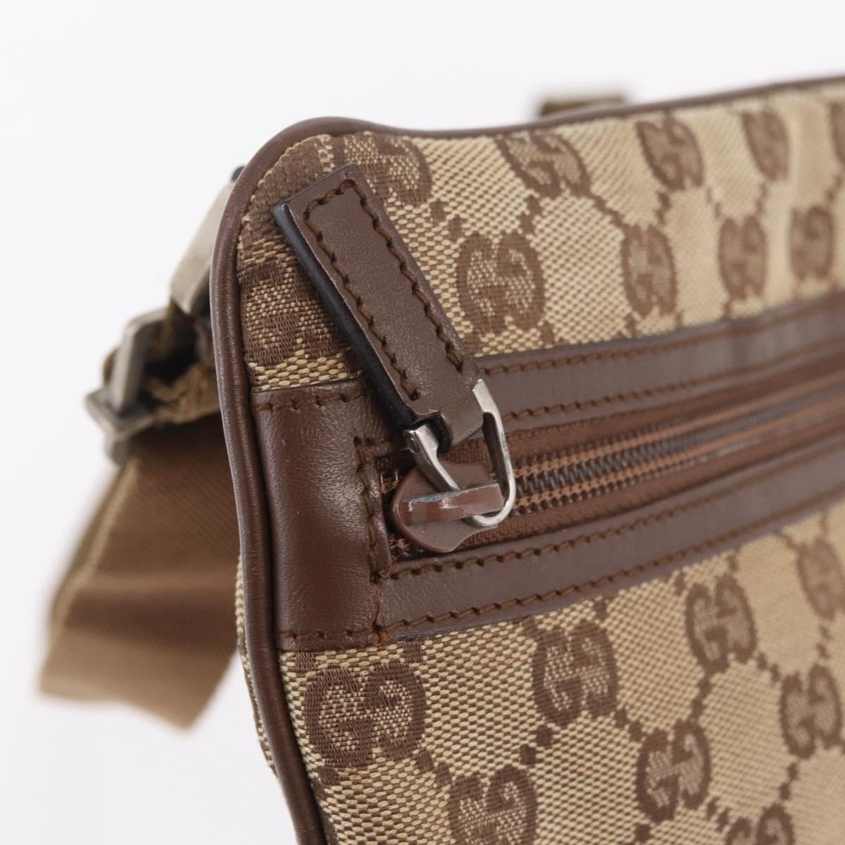 GUCCI GG Canvas Shoulder Bag Beige Silver 90477 Auth 206451