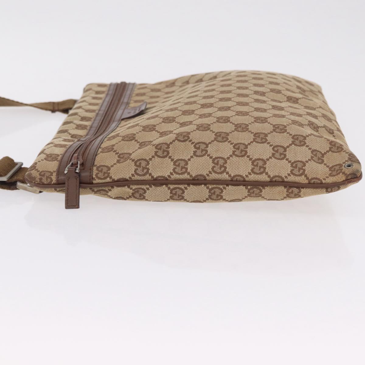 GUCCI GG Canvas Shoulder Bag Beige Silver 90477 Auth 206451