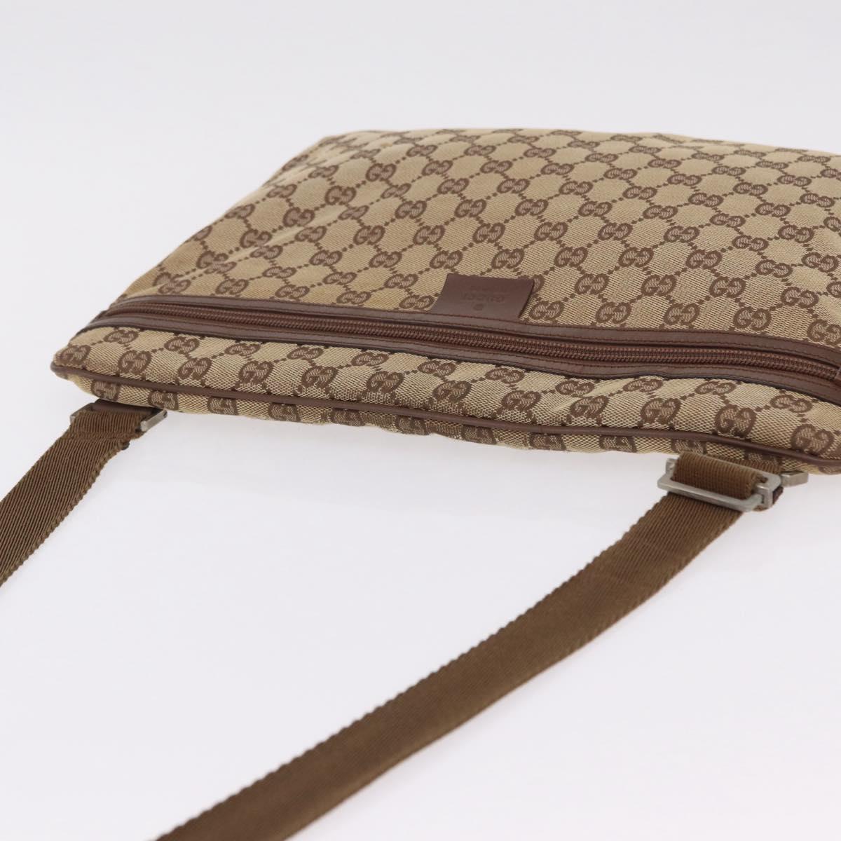 GUCCI GG Canvas Shoulder Bag Beige Silver 90477 Auth 206451