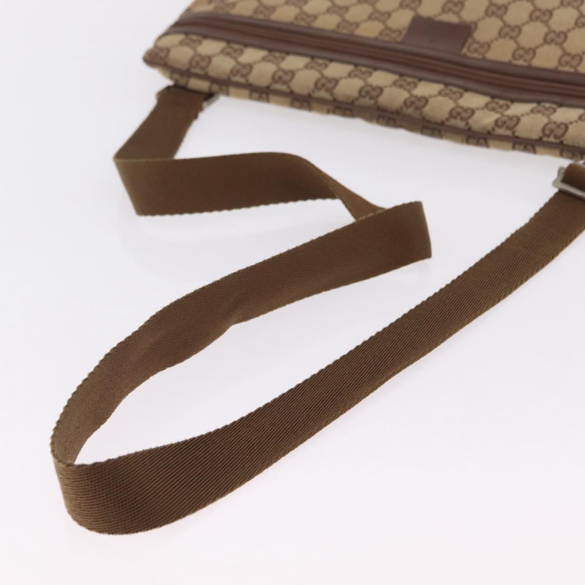 GUCCI GG Canvas Shoulder Bag Beige Silver 90477 Auth 206451