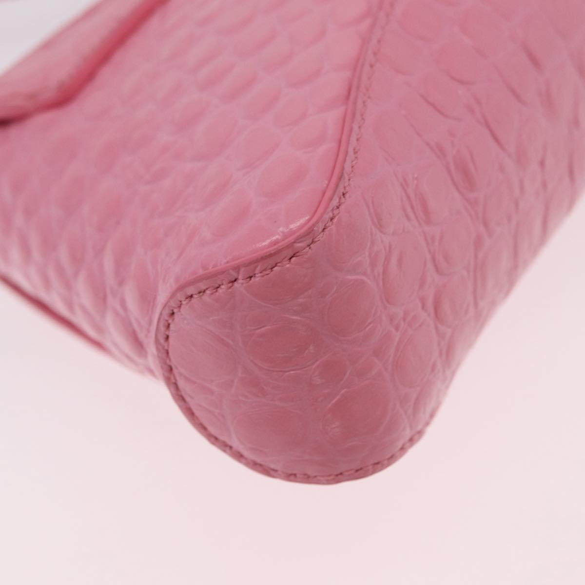 Balenciaga Croco Embossed XX Small Flap Bag Bag Leather Pink 695645 Auth 206457M