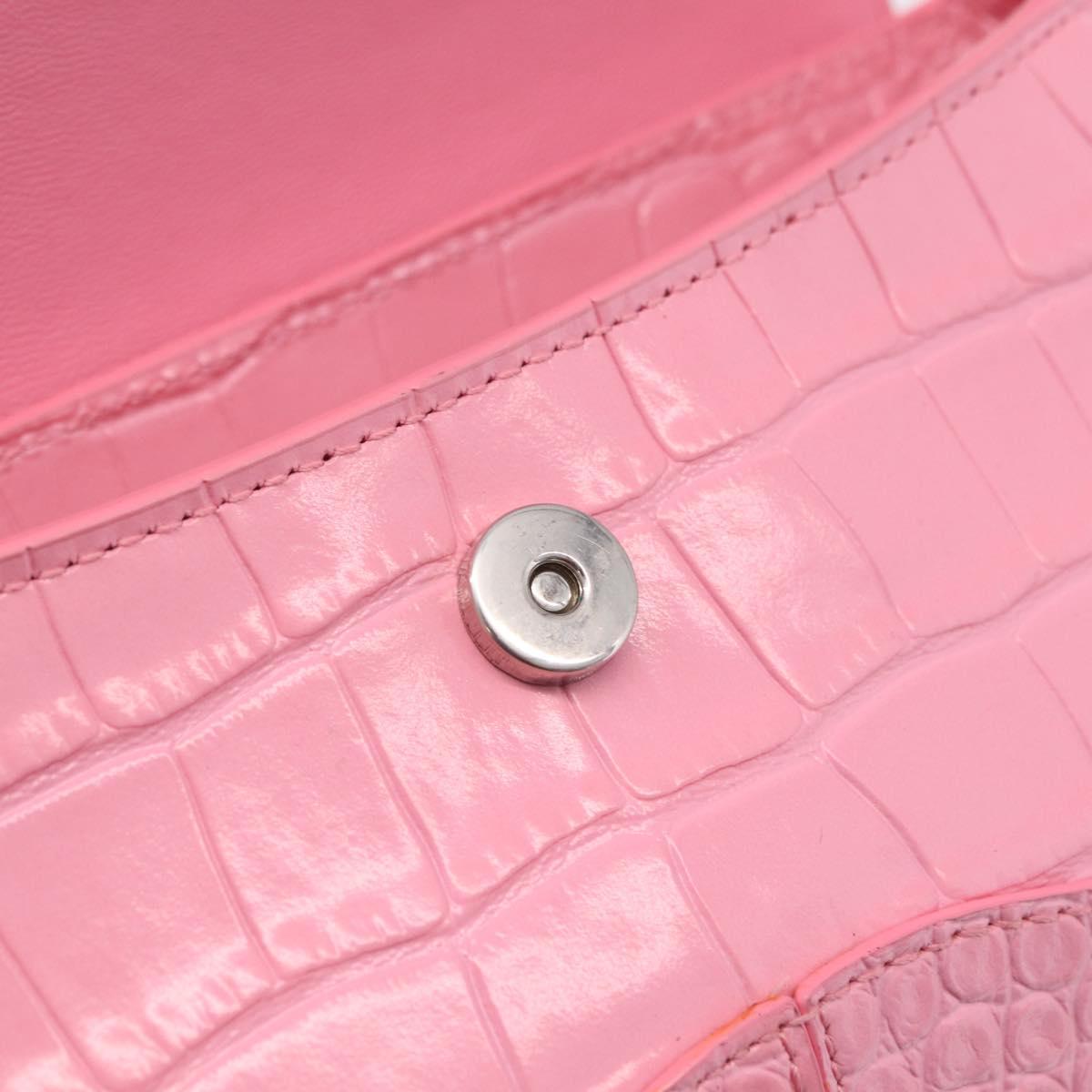 Balenciaga Croco Embossed XX Small Flap Bag Bag Leather Pink 695645 Auth 206457M