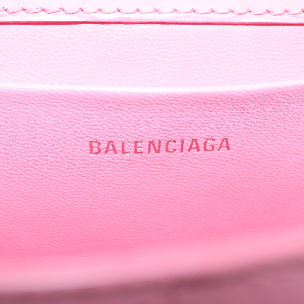 Balenciaga Croco Embossed XX Small Flap Bag Bag Leather Pink 695645 Auth 206457M