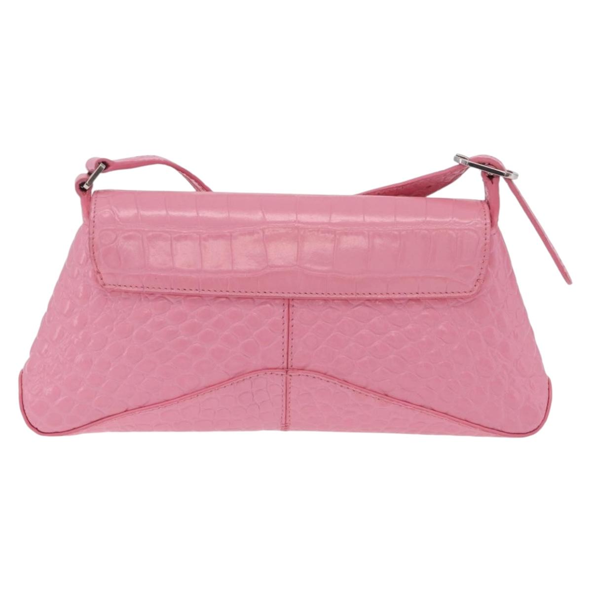 Balenciaga Croco Embossed XX Small Flap Bag Bag Leather Pink 695645 Auth 206457M