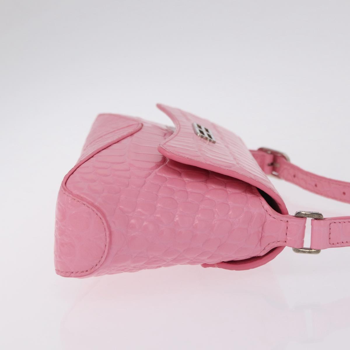 Balenciaga Croco Embossed XX Small Flap Bag Bag Leather Pink 695645 Auth 206457M