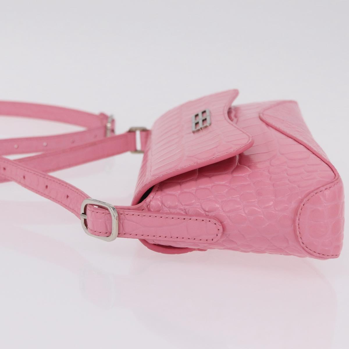 Balenciaga Croco Embossed XX Small Flap Bag Bag Leather Pink 695645 Auth 206457M