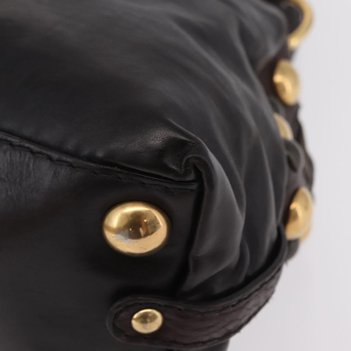 GUCCI Histeria Hand Bag Leather Black Gold 209600 Auth 206458