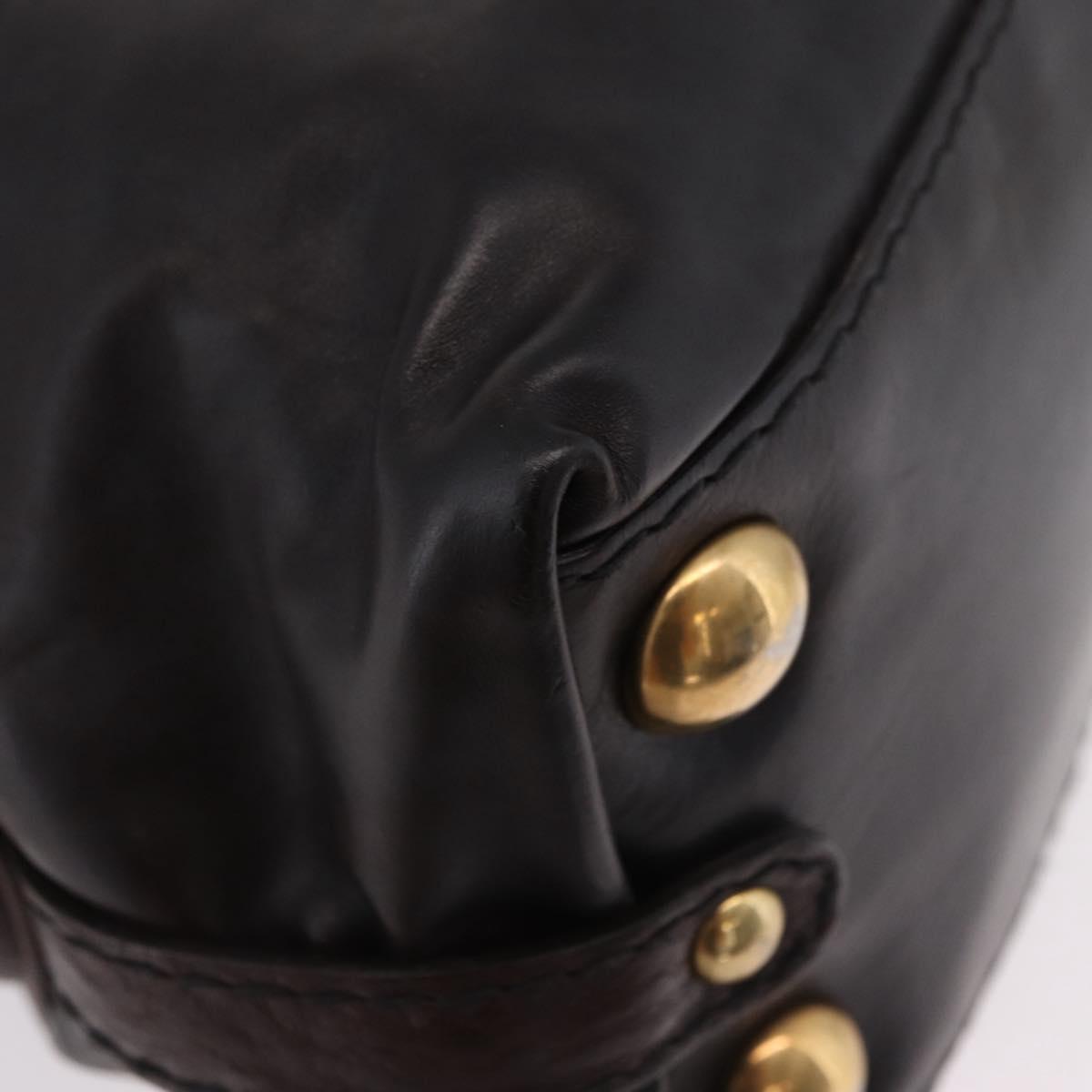 GUCCI Histeria Hand Bag Leather Black Gold 209600 Auth 206458