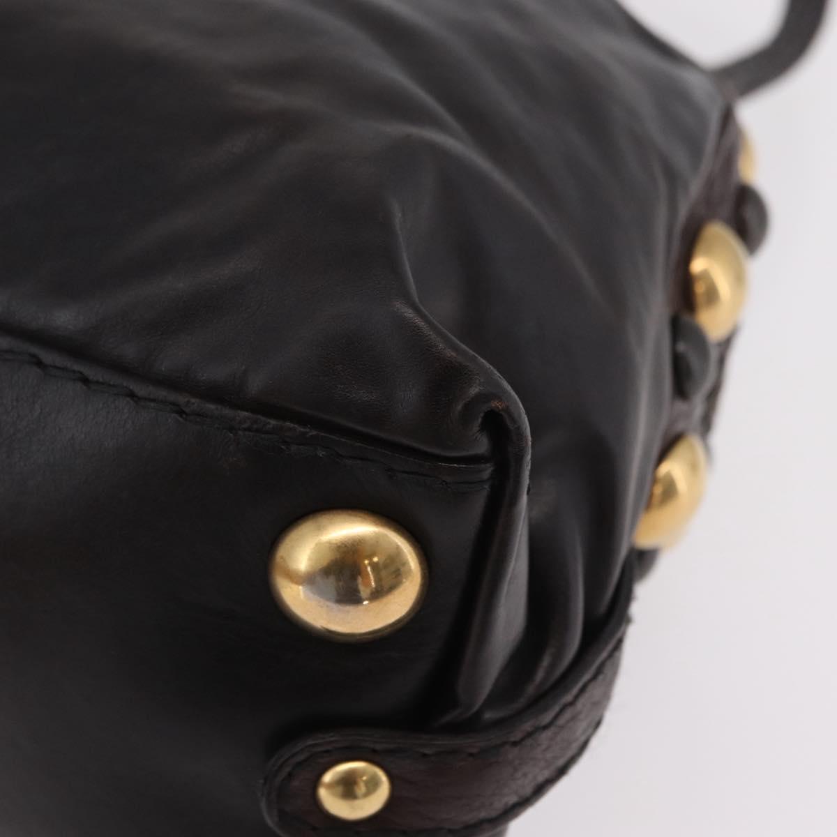 GUCCI Histeria Hand Bag Leather Black Gold 209600 Auth 206458