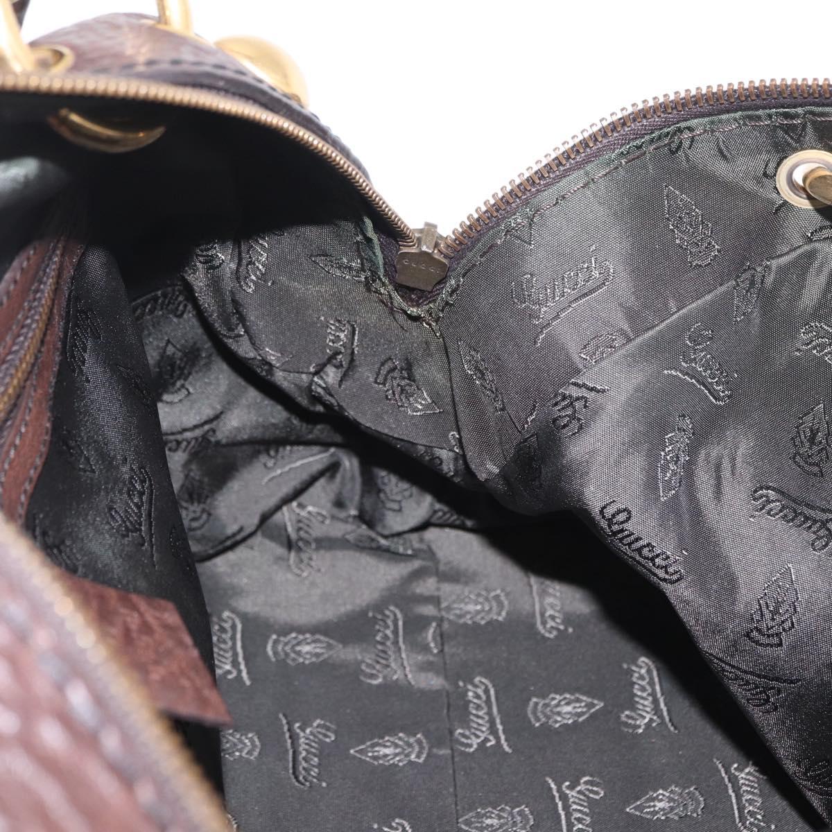GUCCI Histeria Hand Bag Leather Black Gold 209600 Auth 206458
