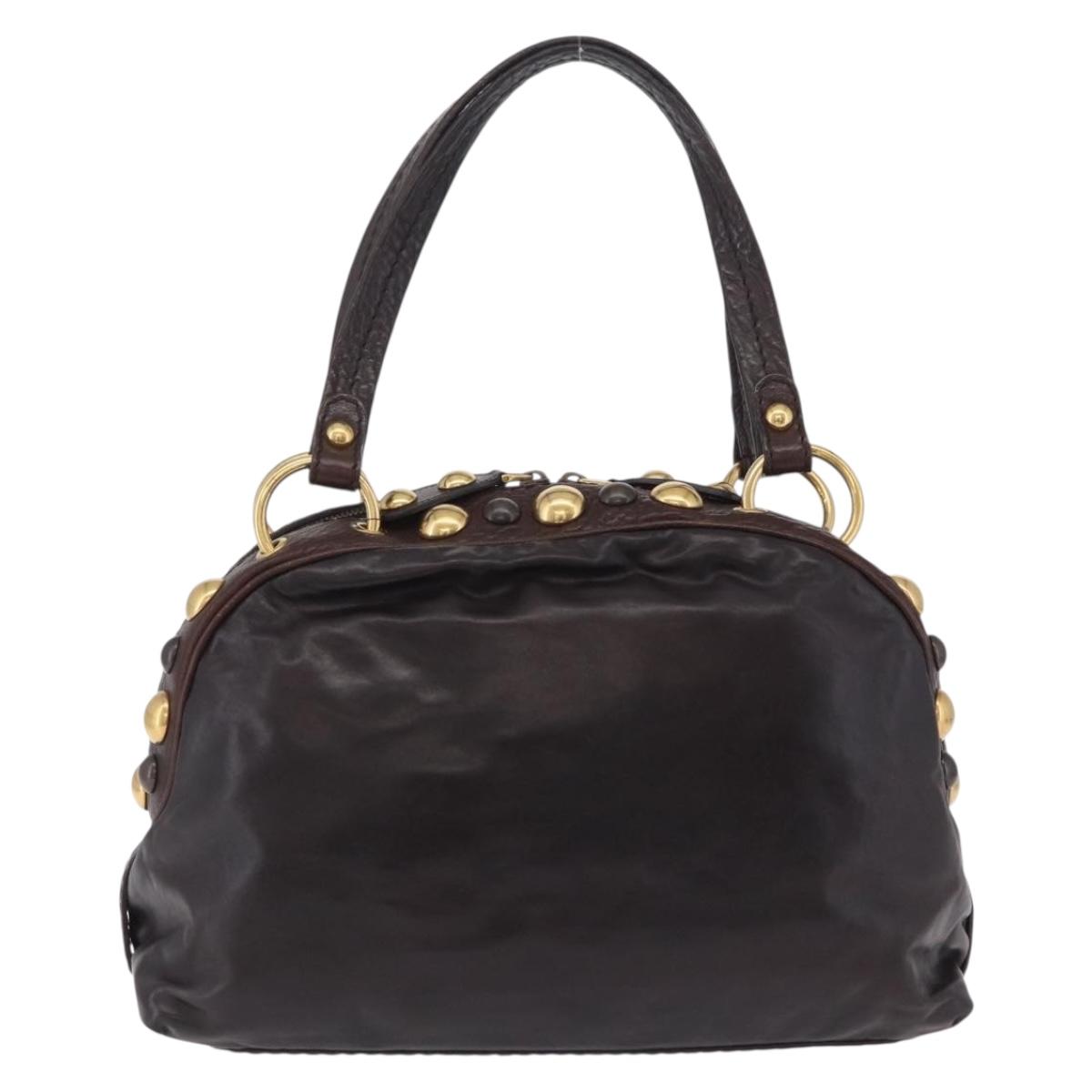 GUCCI Histeria Hand Bag Leather Black Gold 209600 Auth 206458