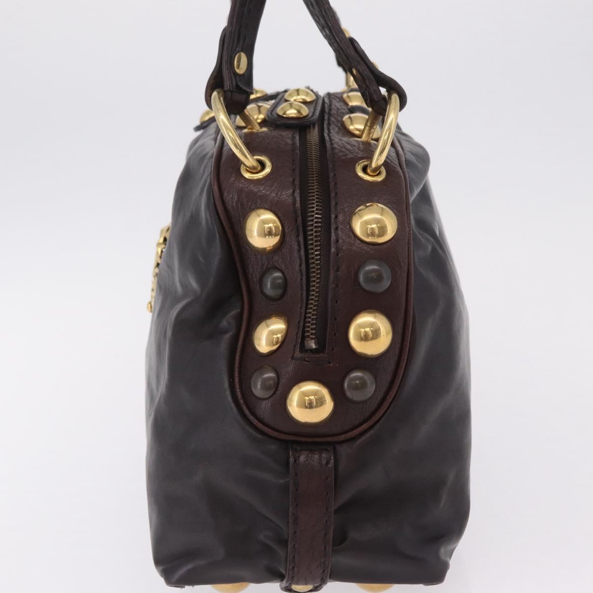 GUCCI Histeria Hand Bag Leather Black Gold 209600 Auth 206458