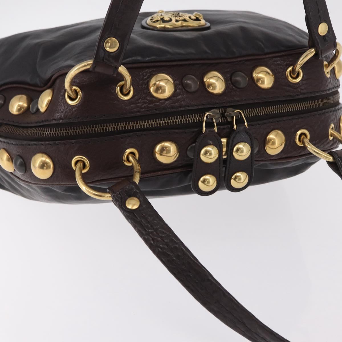 GUCCI Histeria Hand Bag Leather Black Gold 209600 Auth 206458