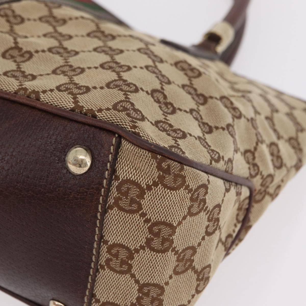 GUCCI GG Canvas Web Sherry Line Hand Bag Beige Gold 161717 Auth 206463