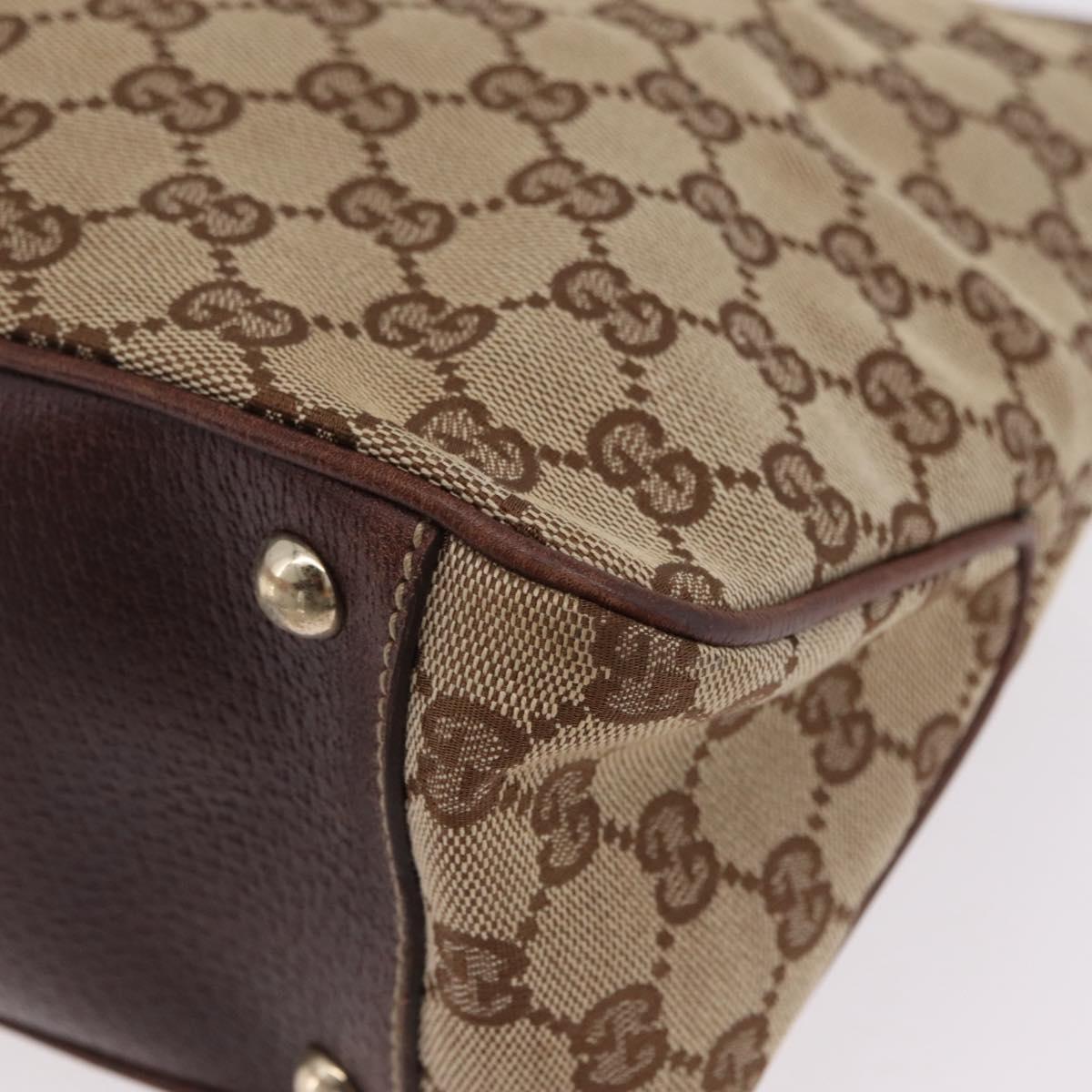 GUCCI GG Canvas Web Sherry Line Hand Bag Beige Gold 161717 Auth 206463