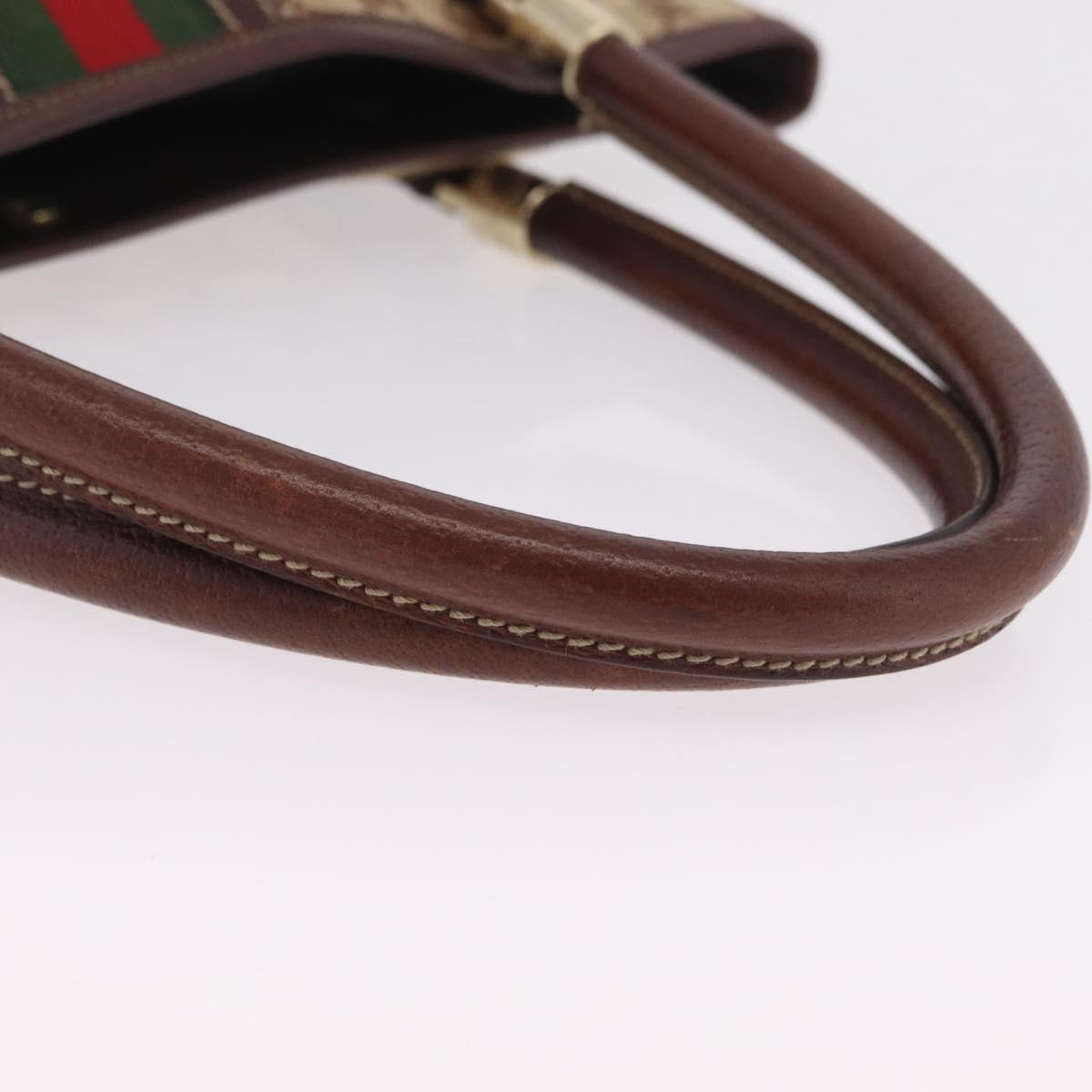 GUCCI GG Canvas Web Sherry Line Hand Bag Beige Gold 161717 Auth 206463