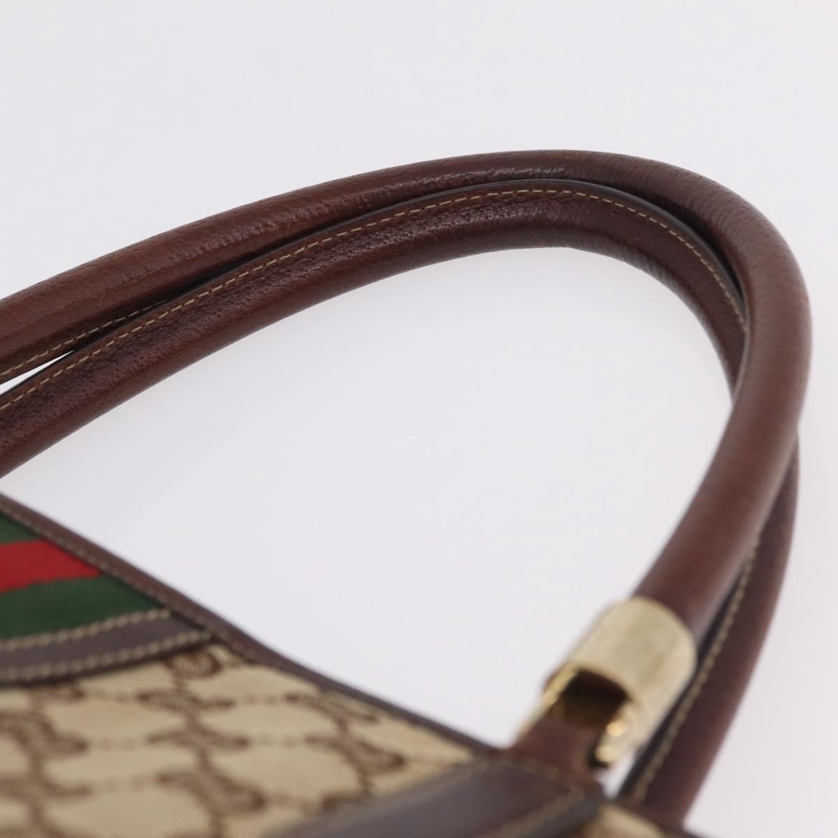 GUCCI GG Canvas Web Sherry Line Hand Bag Beige Gold 161717 Auth 206463