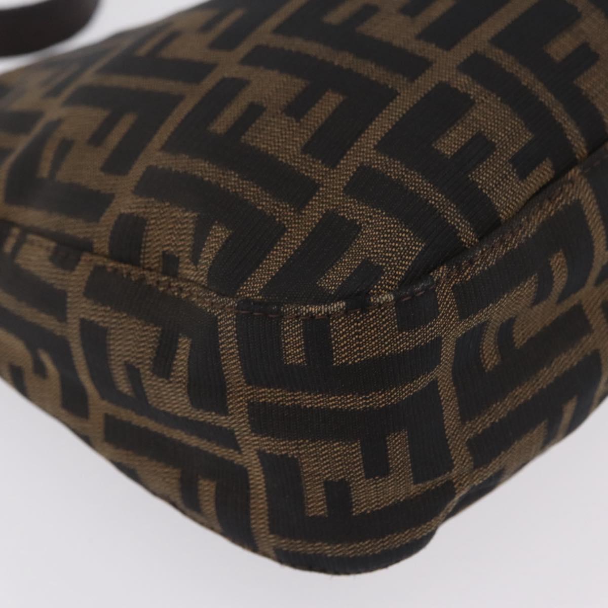 FENDI Zucca Canvas Mamma Baguette Shoulder Bag Brown Black 8BR036 Auth 206469A