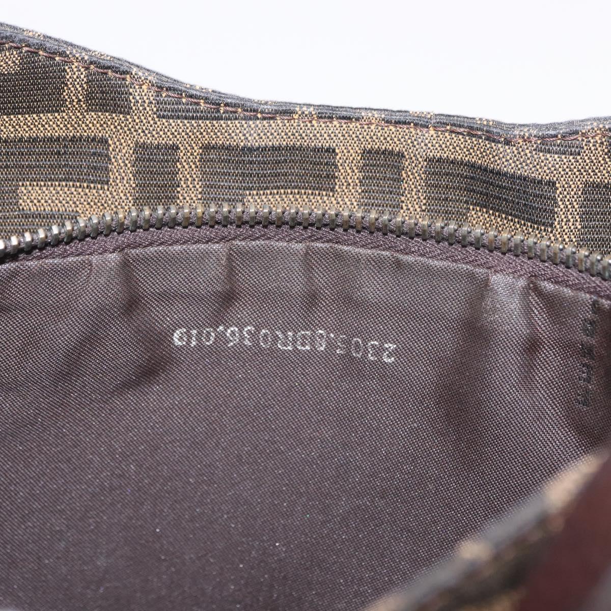 FENDI Zucca Canvas Mamma Baguette Shoulder Bag Brown Black 8BR036 Auth 206469A