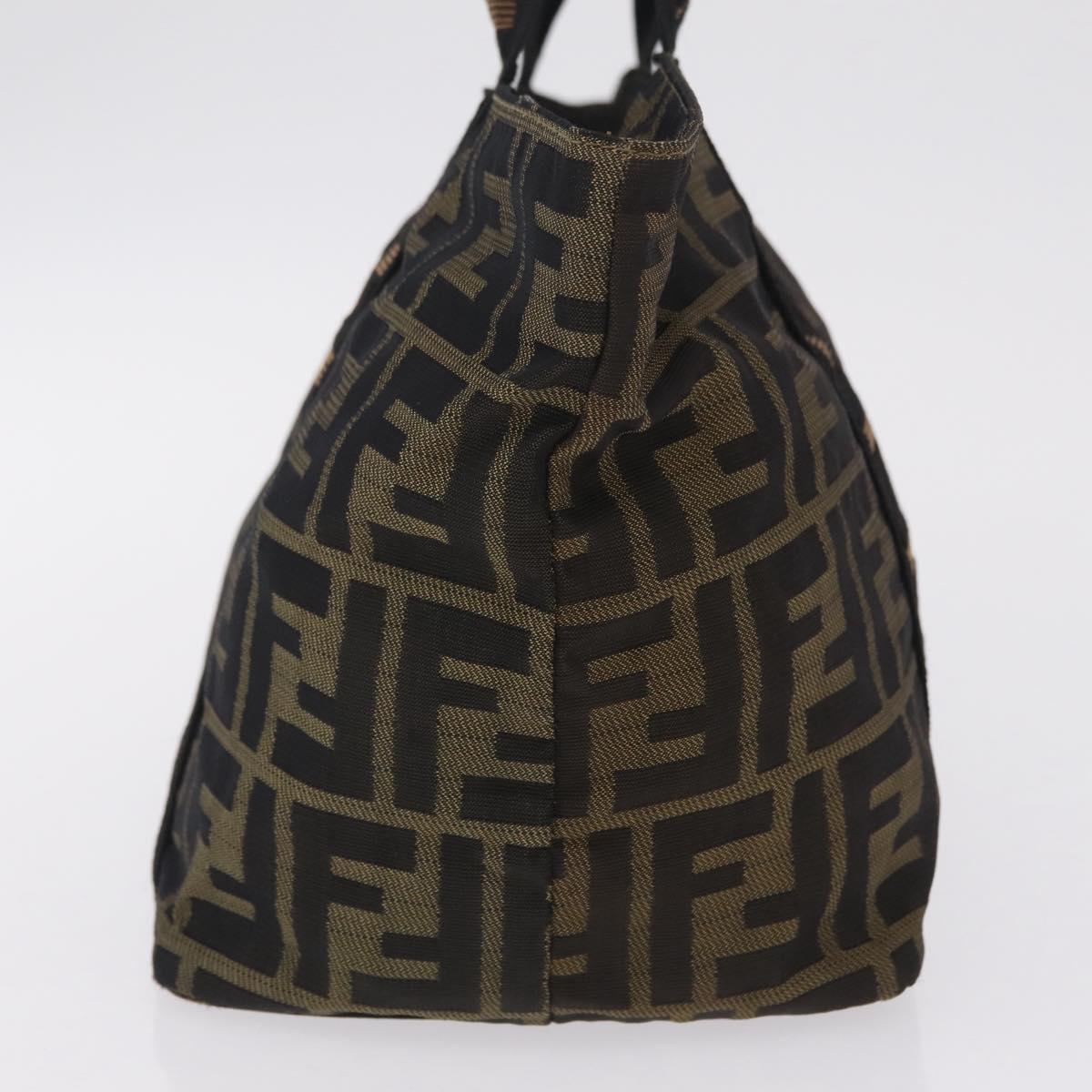 FENDI Zucca Canvas Hand Bag Black Brown Auth 206470