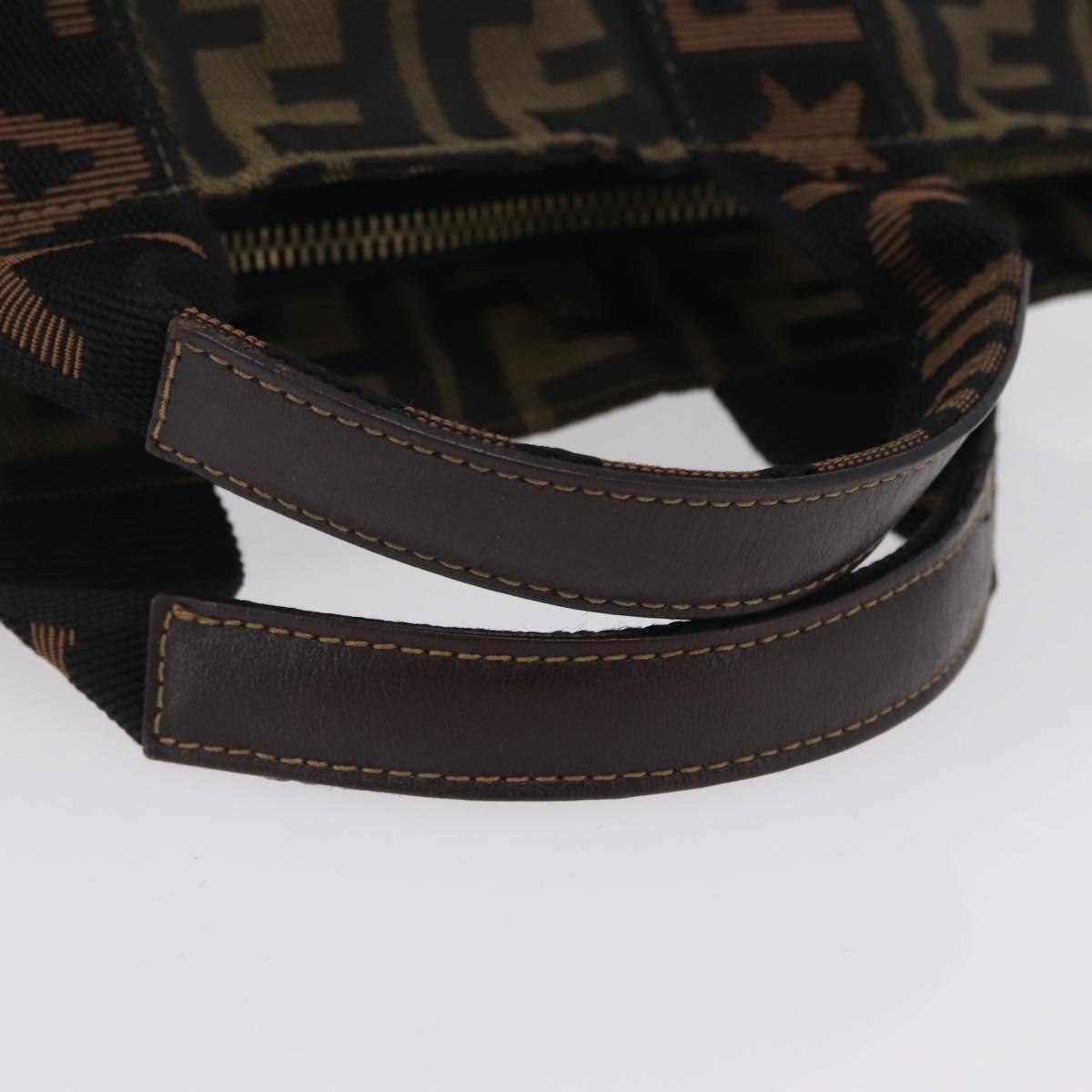 FENDI Zucca Canvas Hand Bag Black Brown Auth 206470
