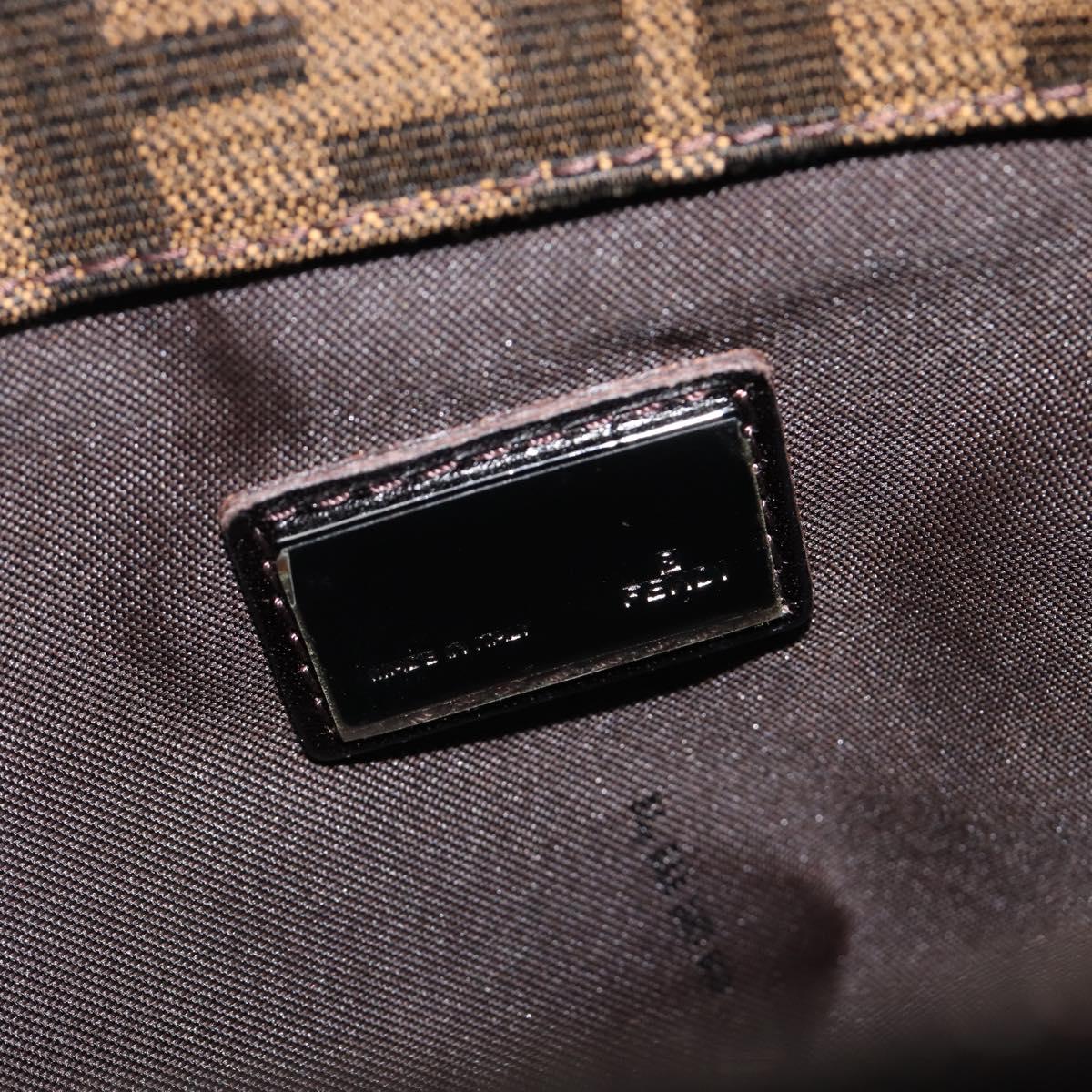 FENDI Zucca Canvas Mamma Baguette Shoulder Bag Brown Black 8BR036 Auth 206475V
