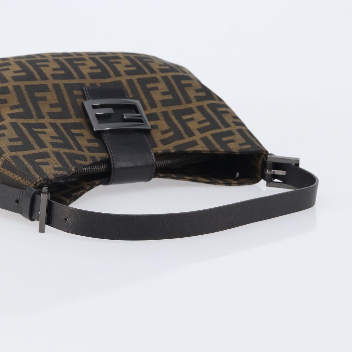 FENDI Zucca Canvas Mamma Baguette Shoulder Bag Brown Black 8BR036 Auth 206475V
