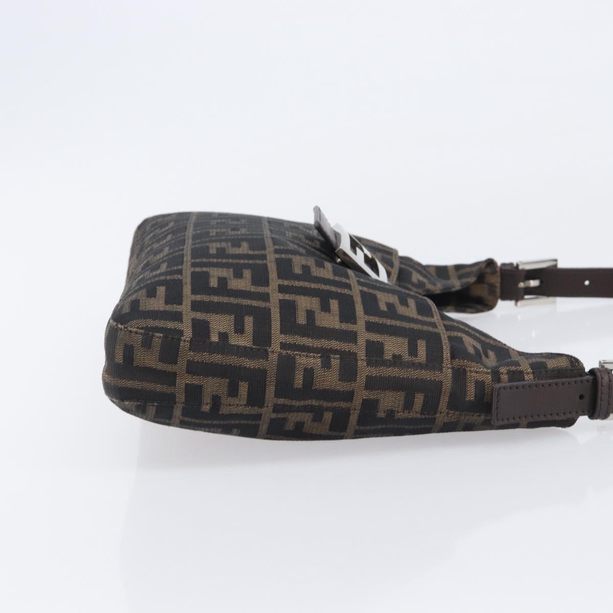 FENDI Zucca Canvas Mamma Baguette Shoulder Bag Brown Black 26569 Auth 206476V