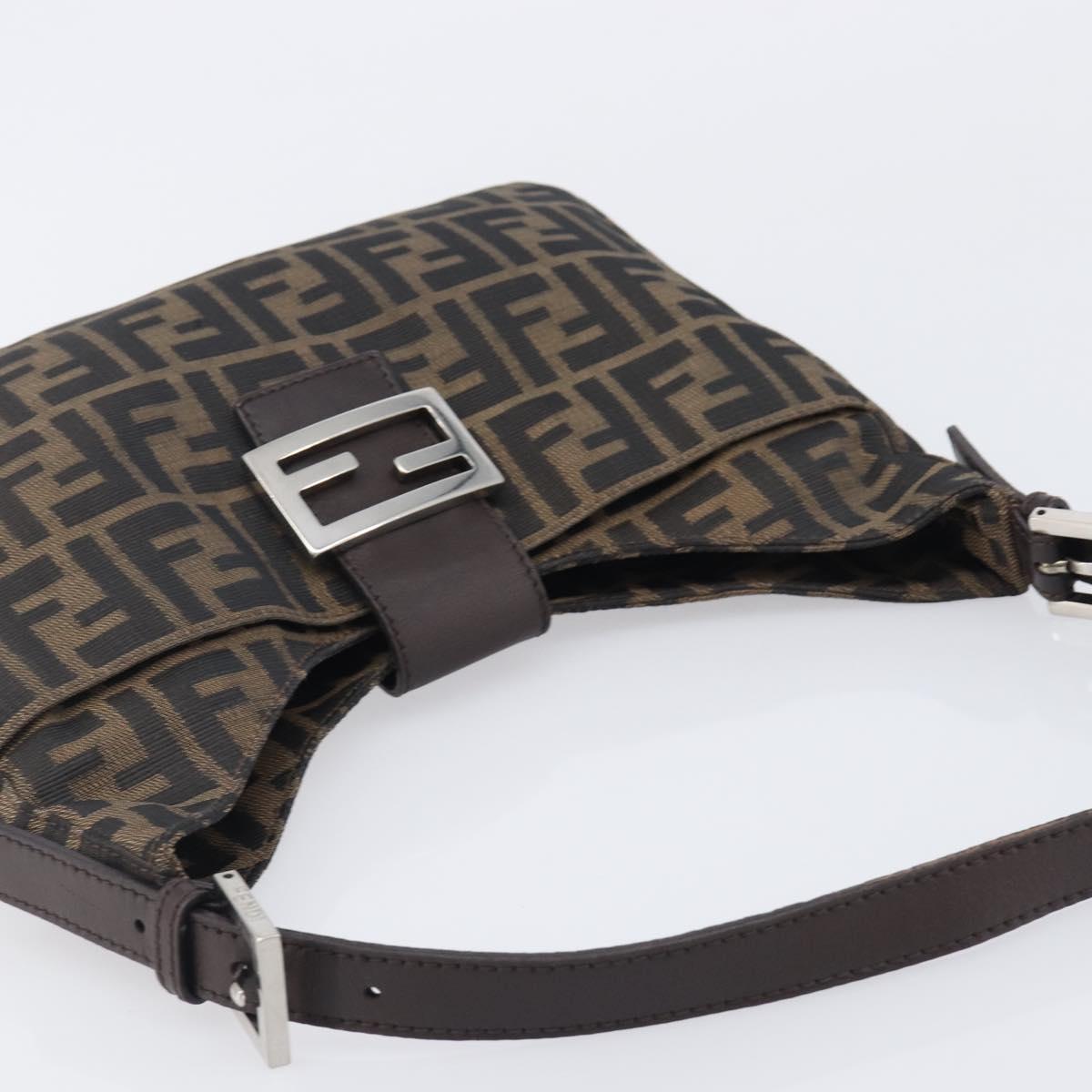 FENDI Zucca Canvas Mamma Baguette Shoulder Bag Brown Black 26569 Auth 206476V