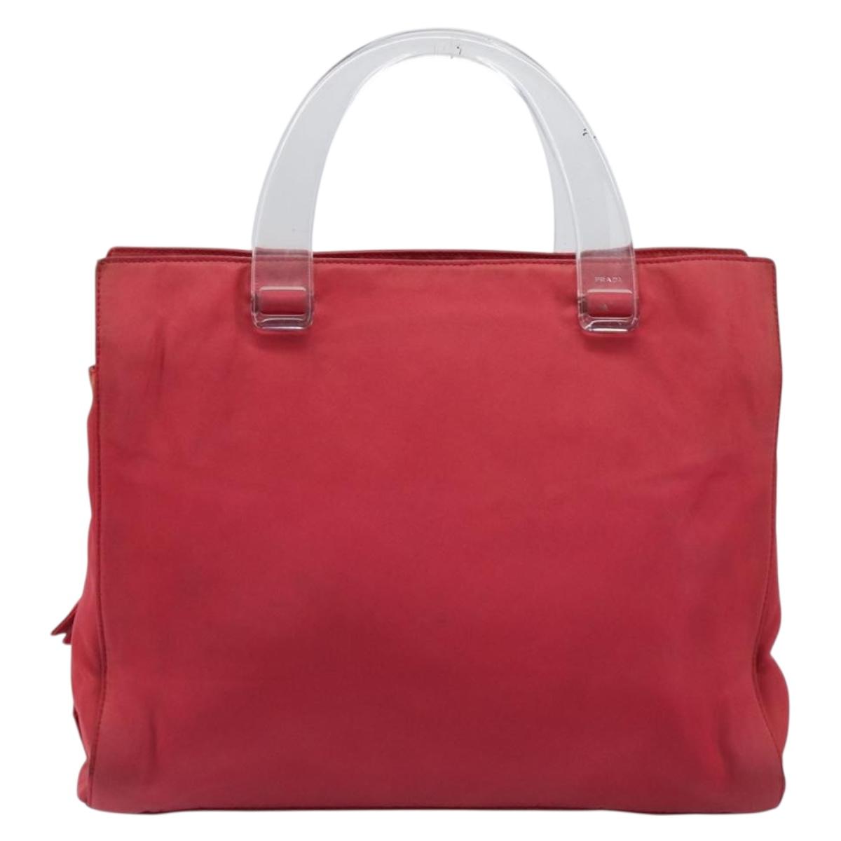 PRADA Hand Bag Nylon Pink Silver Auth 206488