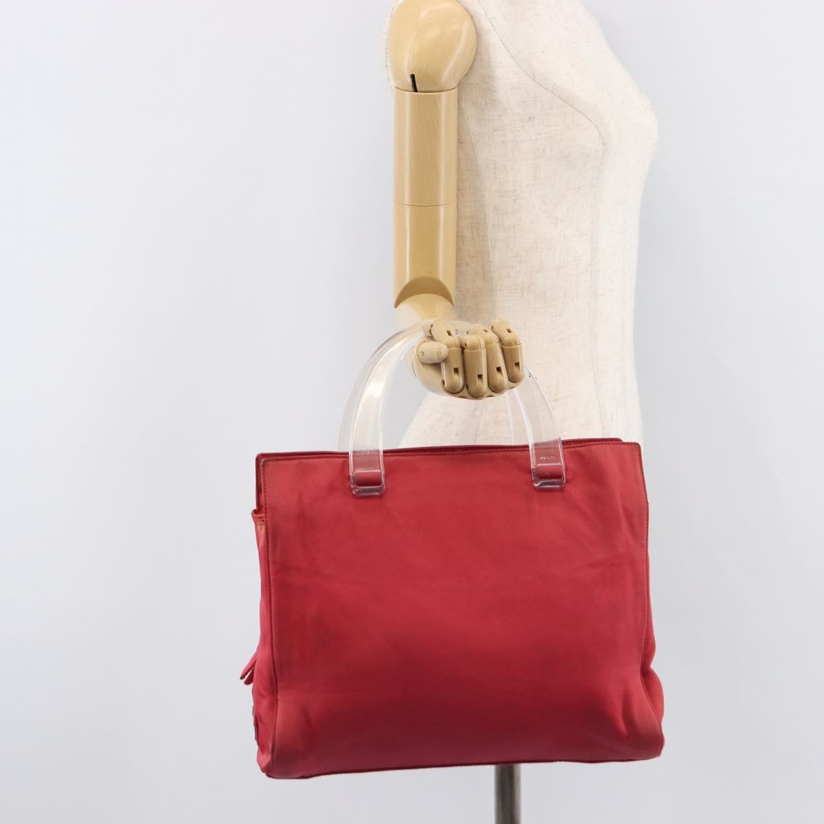 PRADA Hand Bag Nylon Pink Silver Auth 206488